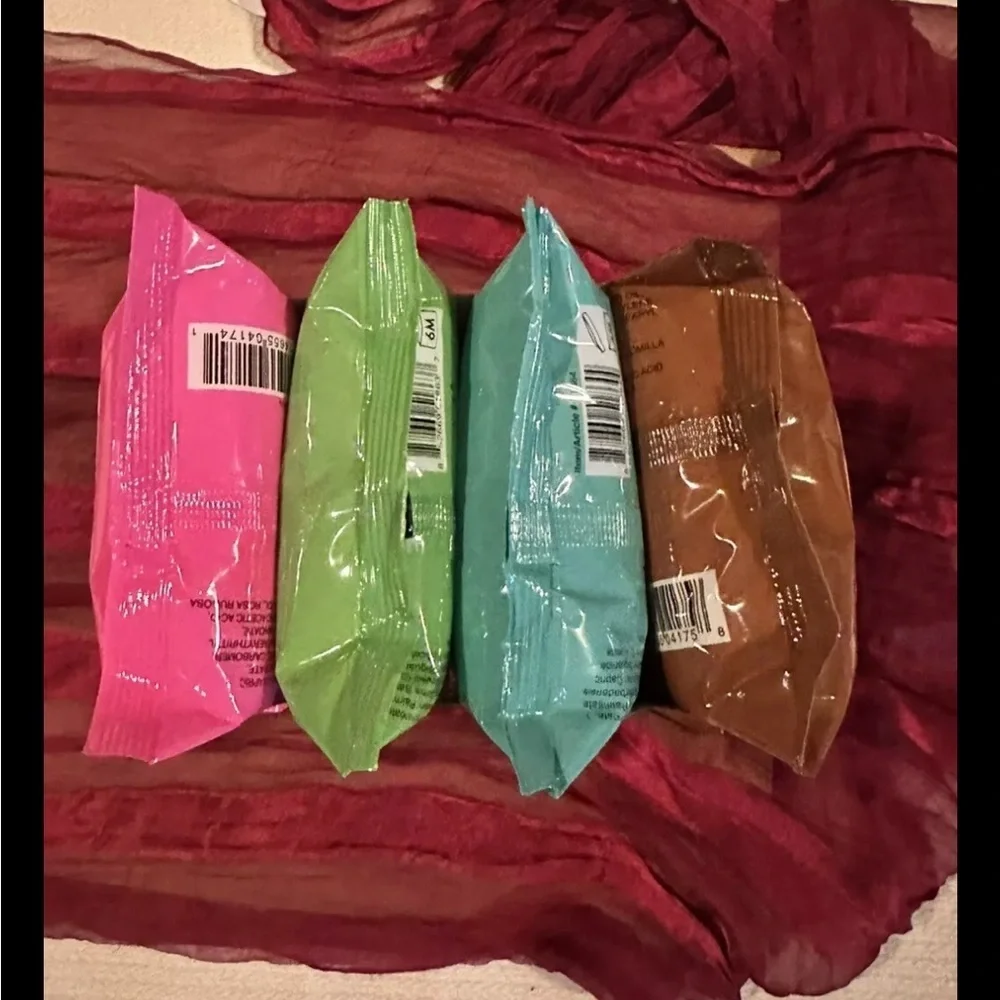 4 Pack Variety Makeup Remover Cleansing Wipes Rose, Aloe, Cucumber & Coconut New
